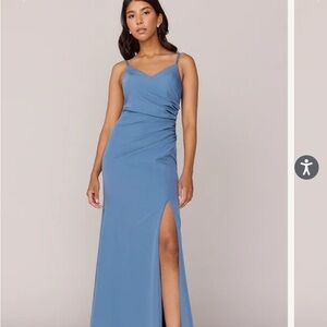 NWT Revelry Rory Dusty Blue Crepe Bridesmaid Dress size 20